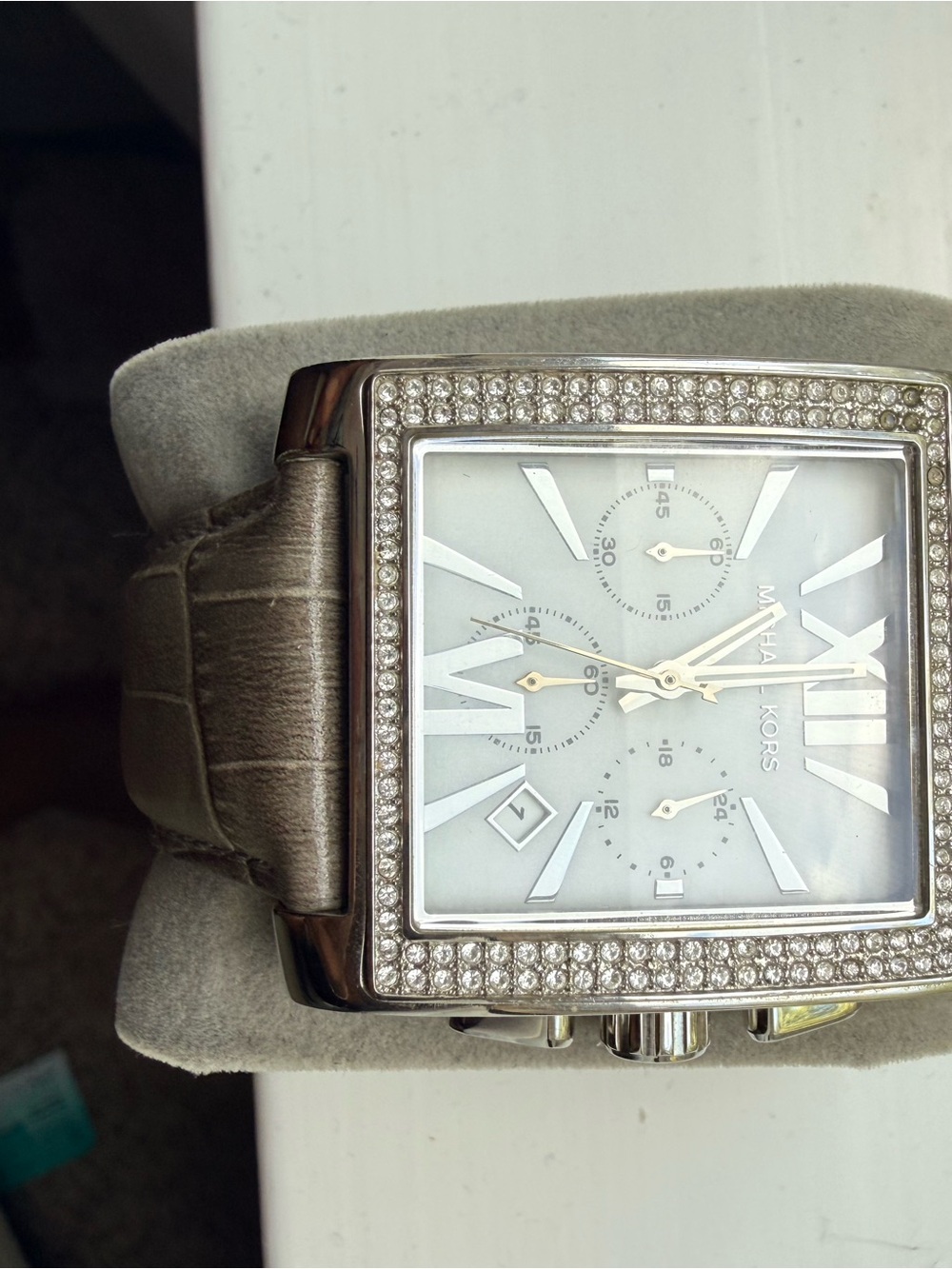 Michael Kors Gray Leather Band Watch